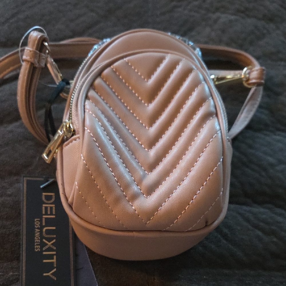 Deluxity Women's Blush Quilted Mini Crossbody Bag